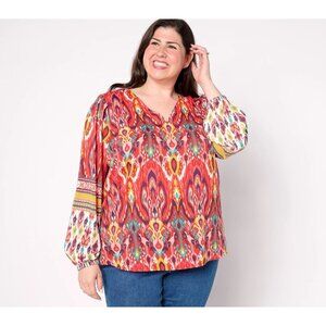 Belle Boho By Kim Gravel Find Your Fire Boho Chic Blouse Size S Spice Sleeve NEW